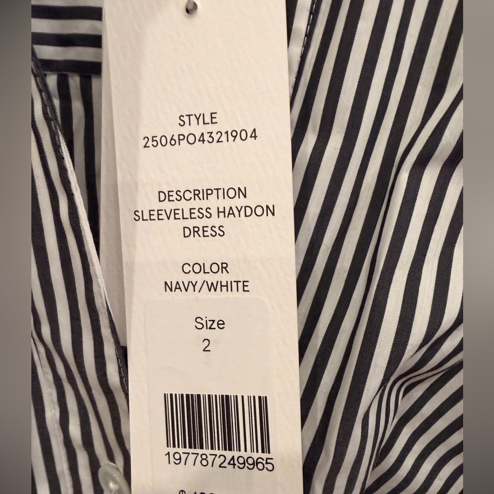 Veronica Beard Sleeveless Haydon Dress Size 2 Navy White Stripe NWT - Picture 3 of 5